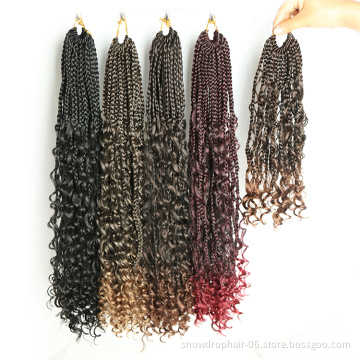Wholesale 14 inches boho box braid bohemian box crochet hair messy boho goddess faux river locs